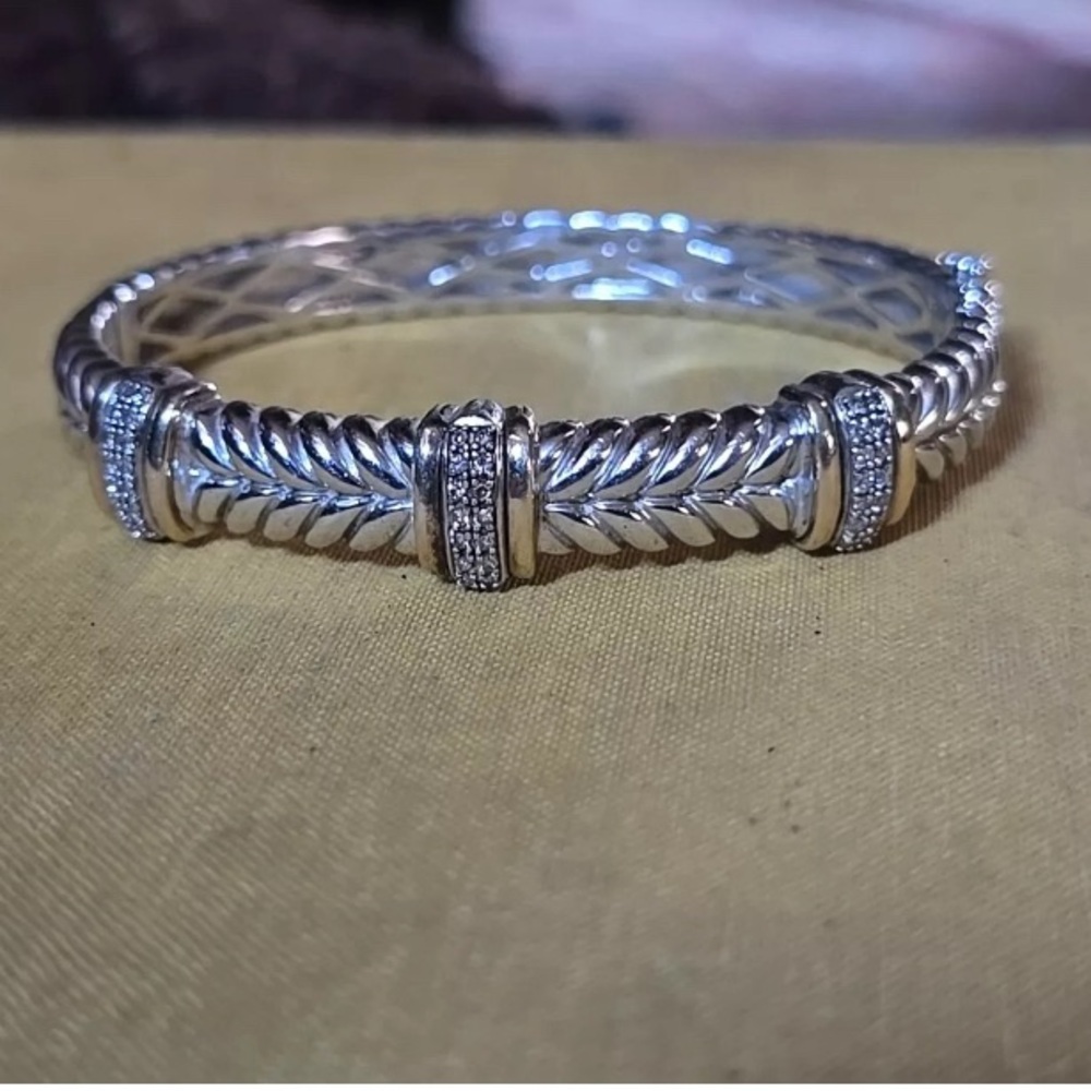 Alwand Vahan .925 Sterling Silver, 14 Gold and Diamond Bracelet🦄